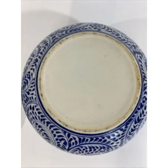 Vintage Japanese Teapot Ceramic Blue & White Handpainted‎ Floral Metal Handles - Picture 12 of 14